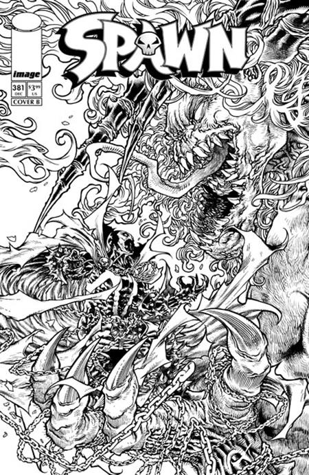 Spawn #381 (Cover B — Harvey Tolibao (B&W Var))