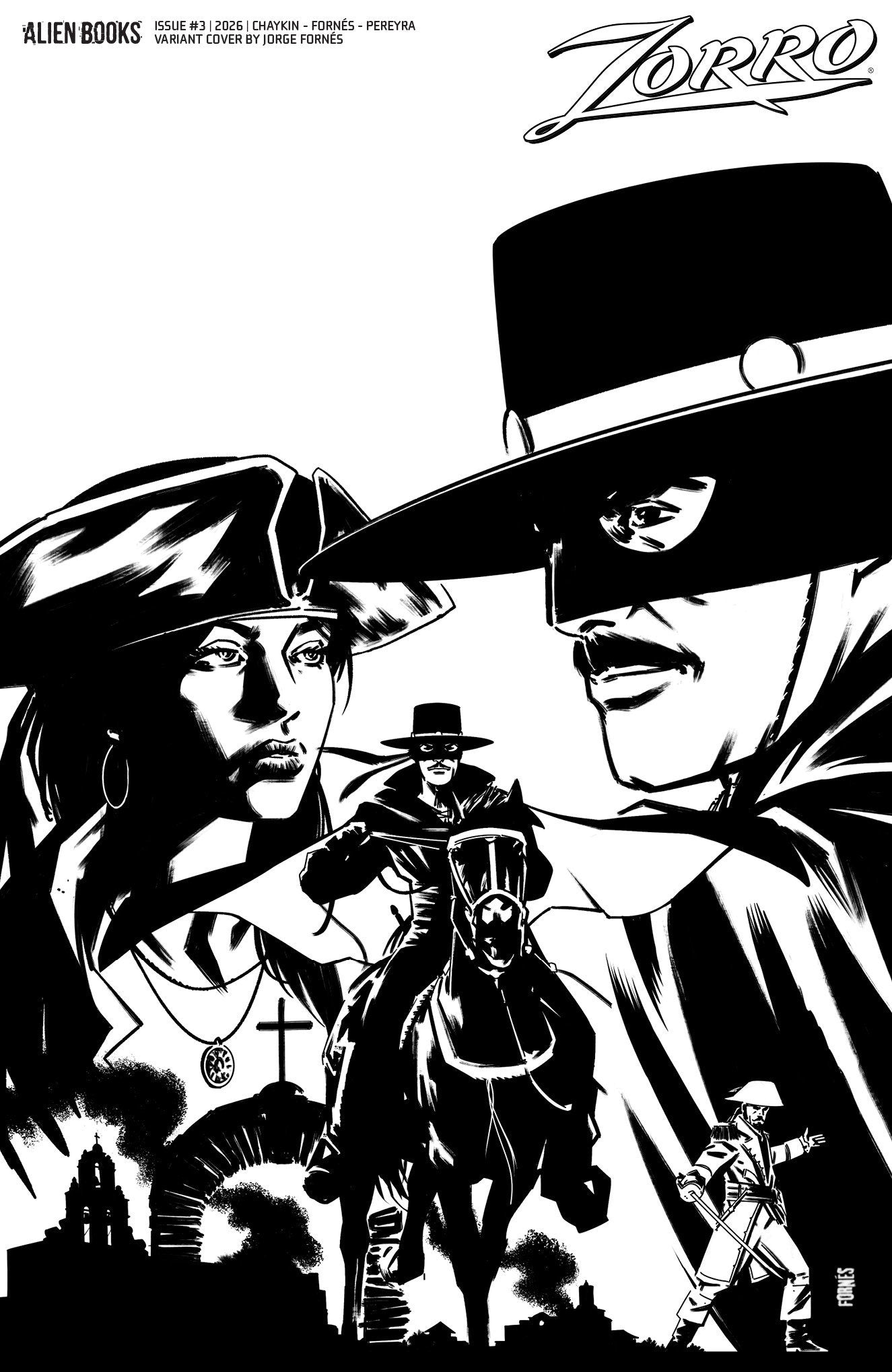 Zorro #3 (Variant D (Fornés B&W))